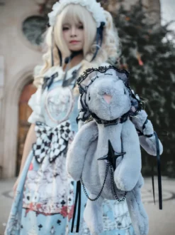 Sac gothique Lolita avec nœuds en Spandex blanc sac à bandoulière en dentelle et fibre de Polyester accessoires Lolita