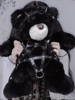 Sac gothique Lolita avec nœuds noirs chaînes et Rivets sac à dos en fibre de Polyester accessoires Lolita