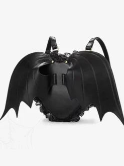 Sac gothique Lolita en cuir PU noir sac à dos en dentelle à volants accessoires Lolita