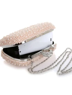 Sac à main de mariage rose clair sac à main perles paillettes en alliage