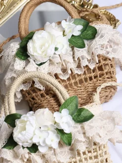Sac à main Lolita marron café Polyester dentelle fleurs accessoire accessoires Lolita
