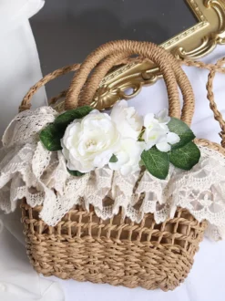 Sac à main Lolita marron café Polyester dentelle fleurs accessoire accessoires Lolita