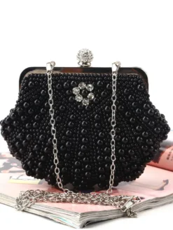 Sac à Main 1920s Accessoire de Robe Flapper Avec Chaîne Faux Perle Déguisement Rétro