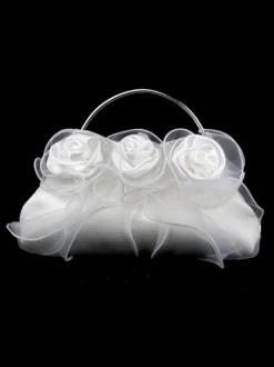 Sacs à main de mariage Accessoires de mariage Pochette de soirée Fleurs plissées