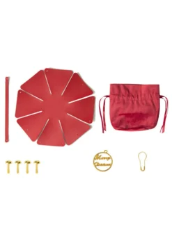Sacs Pour Femme Sac De Noël À Lacets Bordeaux Cadeau Noël Avec Poignée Ronde Détails En Métal Bicolore