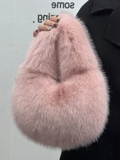 Sacs Pour Femmes Noir Sac À Main En Fausse Fourrure Chic