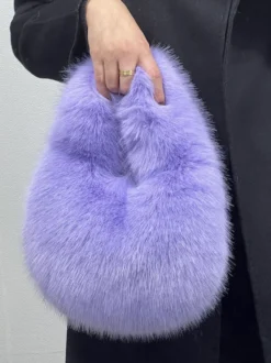 Sacs Pour Femmes Noir Sac À Main En Fausse Fourrure Chic