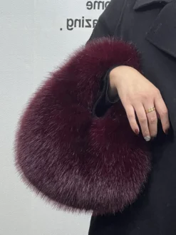 Sacs Pour Femmes Noir Sac À Main En Fausse Fourrure Chic