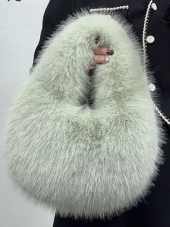Sacs Pour Femmes Noir Sac À Main En Fausse Fourrure Chic