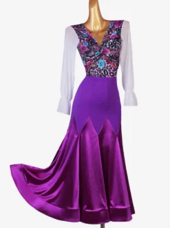 Salle de bal Costumes de danse Lycra Purple femmes Spandex Set Top robe de danse