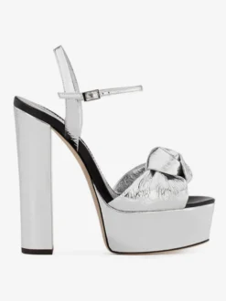 Sandales avec Plateforme à Talons Hauts avec Bout Ouvert Unicolore