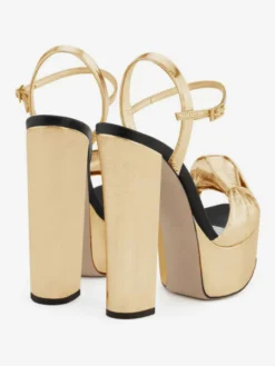 Sandales avec Plateforme à Talons Hauts avec Bout Ouvert Unicolore