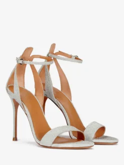 Sandales blanches à talons hauts bout ouvert talons aiguilles chaussures de bal