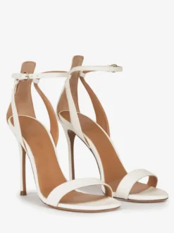 Sandales blanches à talons hauts bout ouvert talons aiguilles chaussures de bal