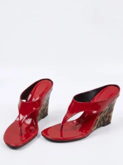 Sandales compensées à entre-doigts pour femmes tongs à imprimé léopard
