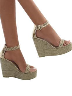Sandales compensées or en PU Chaussures femme