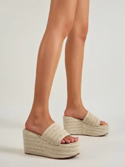 Sandales compensées à plateforme et bout ouvert pour femme