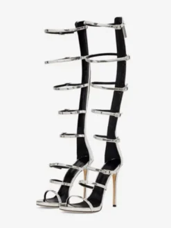 Sandales de gladiateur noires femmes chaussures à bride avec boucle et bretelles à talons hauts