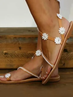 Sandales de mariage bohème à fleurs pour femmes