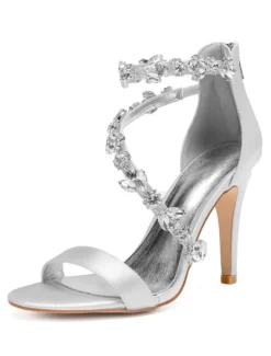 Sandales de mariée talon haut décoré des pailletes chaussures cérémonie