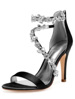 Sandales de mariée talon haut décoré des pailletes chaussures cérémonie