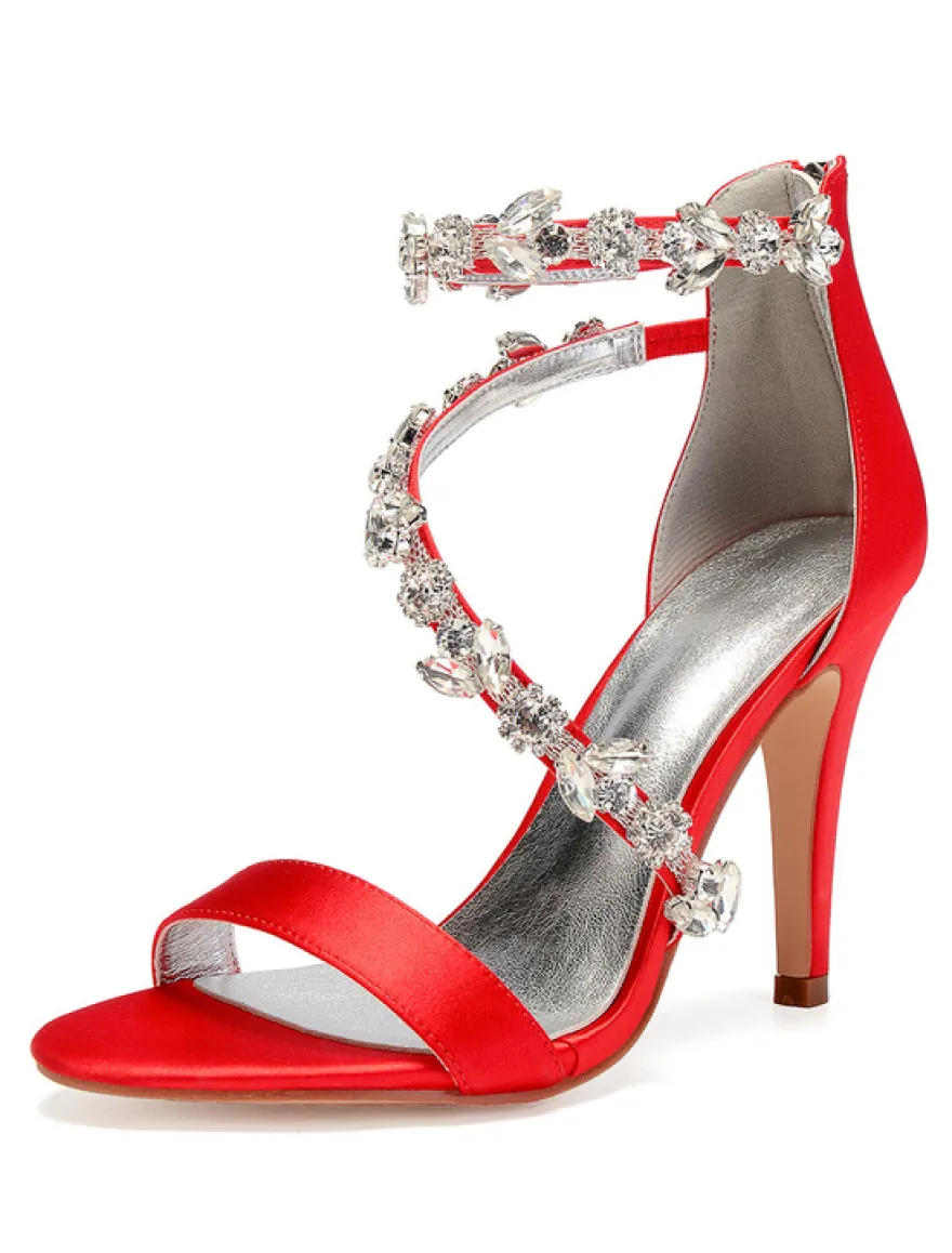 Sandales de mariée talon haut décoré des pailletes chaussures cérémonie