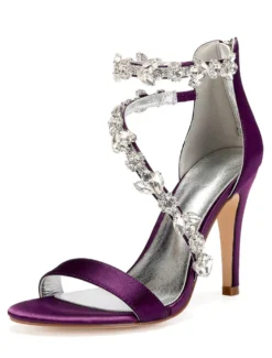 Sandales de mariée talon haut décoré des pailletes chaussures cérémonie