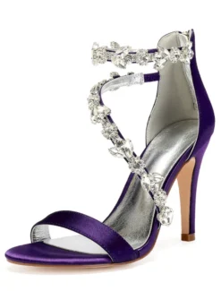 Sandales de mariée talon haut décoré des pailletes chaussures cérémonie