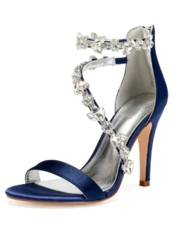 Sandales de mariée talon haut décoré des pailletes chaussures cérémonie