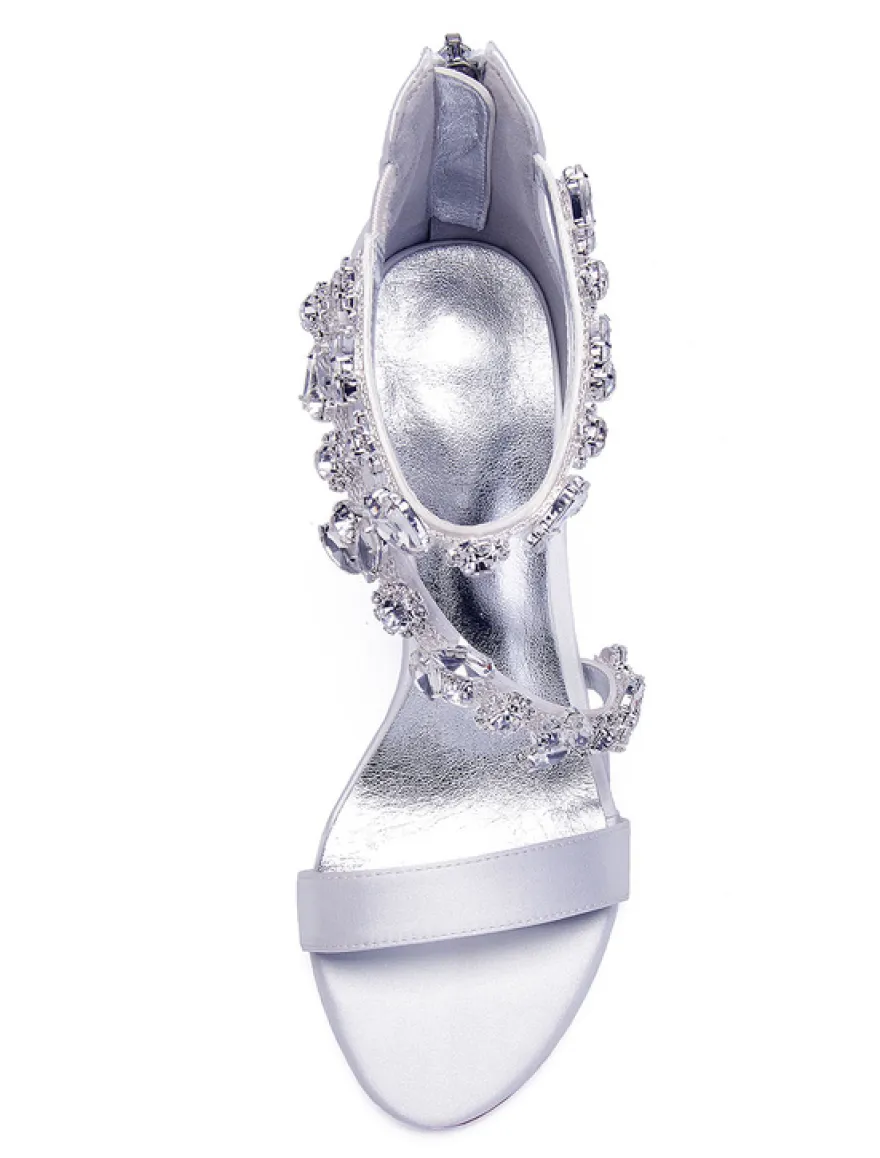 Sandales de mariée talon haut décoré des pailletes chaussures cérémonie
