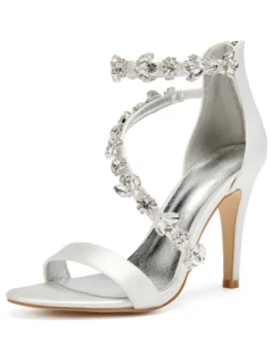 Sandales de mariée talon haut décoré des pailletes chaussures cérémonie