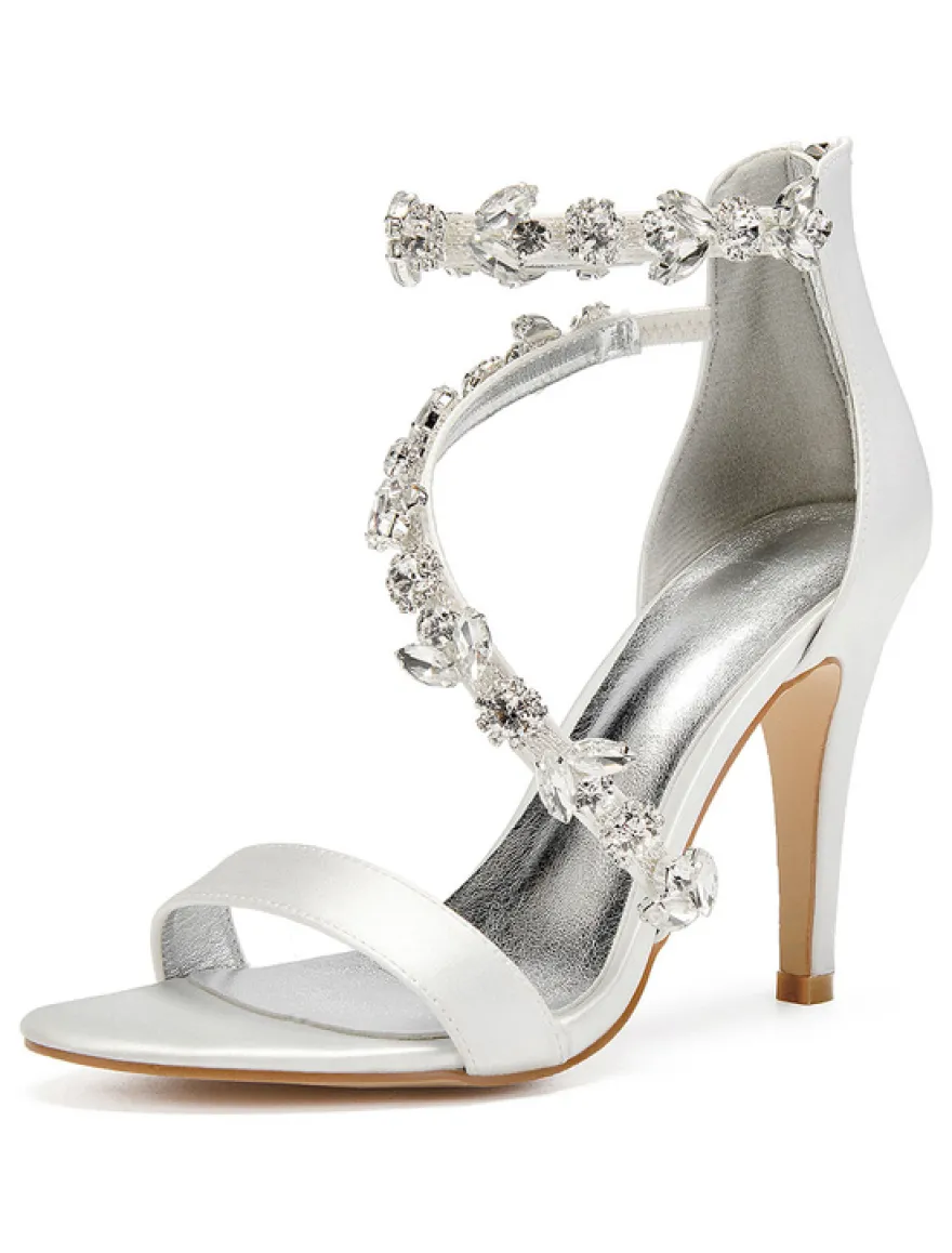 Sandales de mariée talon haut décoré des pailletes chaussures cérémonie
