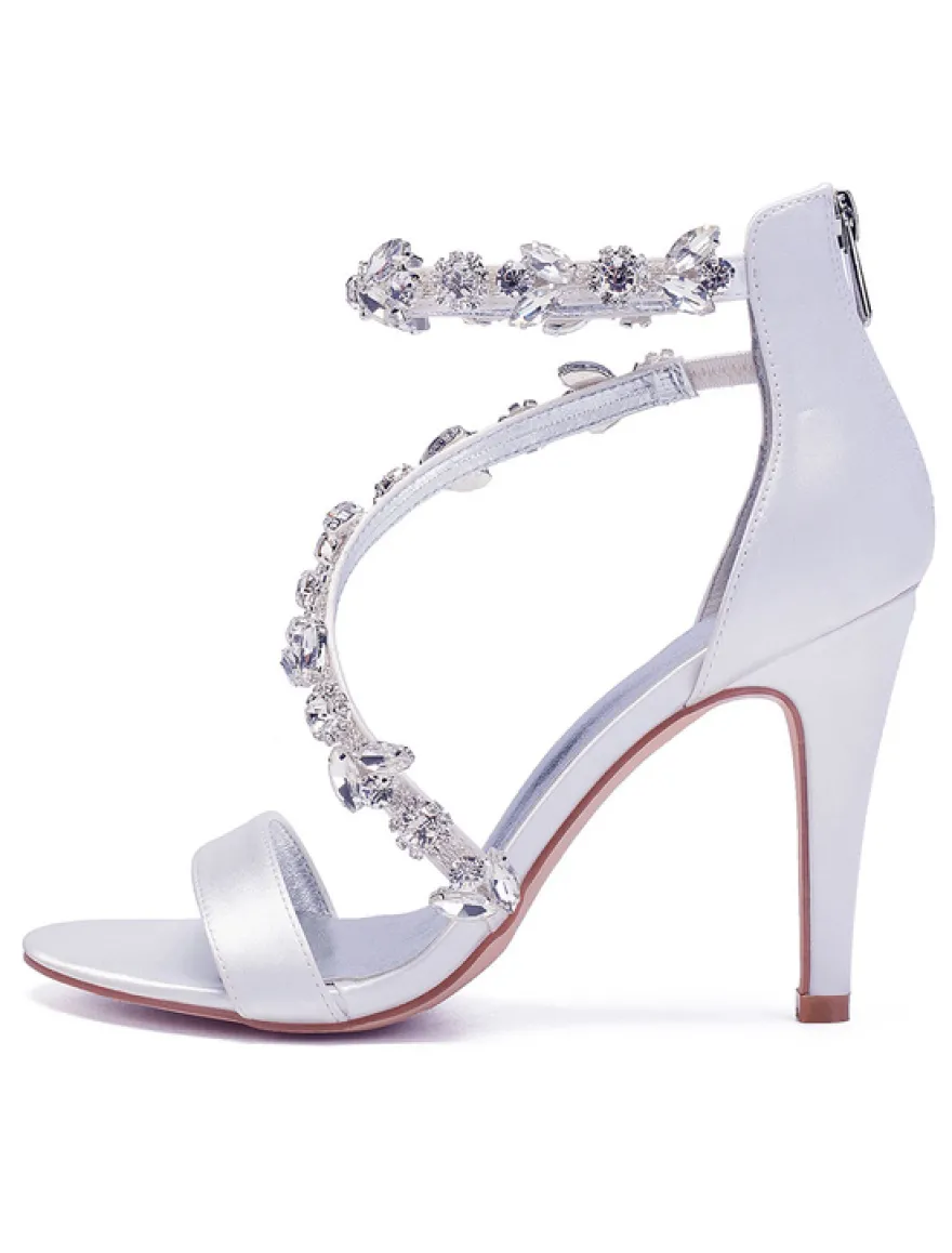 Sandales de mariée talon haut décoré des pailletes chaussures cérémonie