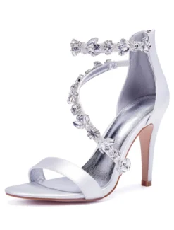 Sandales de mariée talon haut décoré des pailletes chaussures cérémonie