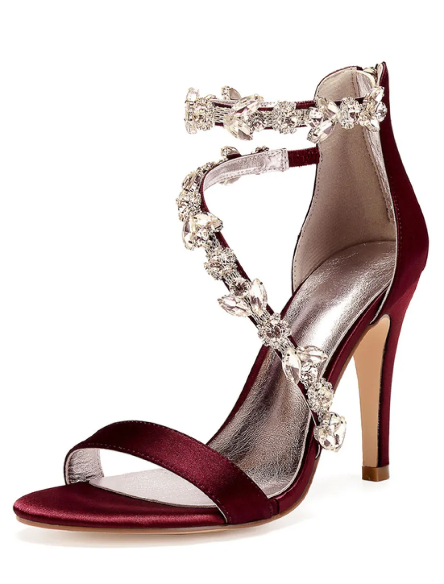 Sandales de mariée talon haut décoré des pailletes chaussures cérémonie