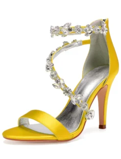 Sandales de mariée talon haut décoré des pailletes chaussures cérémonie