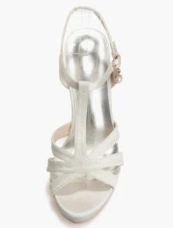 Sandales de mariée à talon haut en satin type T Chaussures de mariée