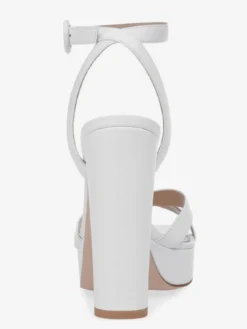 Sandales femme blanche en PU talon carré plateforme