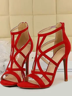Sandales femme à talon aiguille en daim