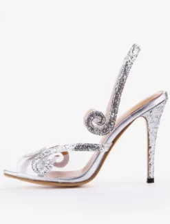 Sandales femme talon haut argent