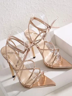 Sandales femme talon haut à laçage