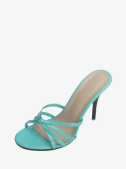 Sandales femme talon haut Mules noir en PU