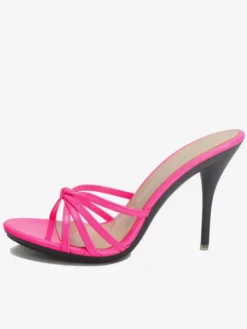 Sandales femme talon haut Mules noir en PU