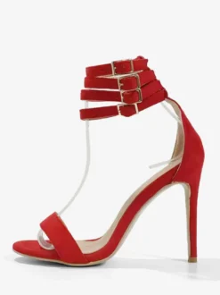 Sandales femme à talon haut rouge sandales boîte de nuit