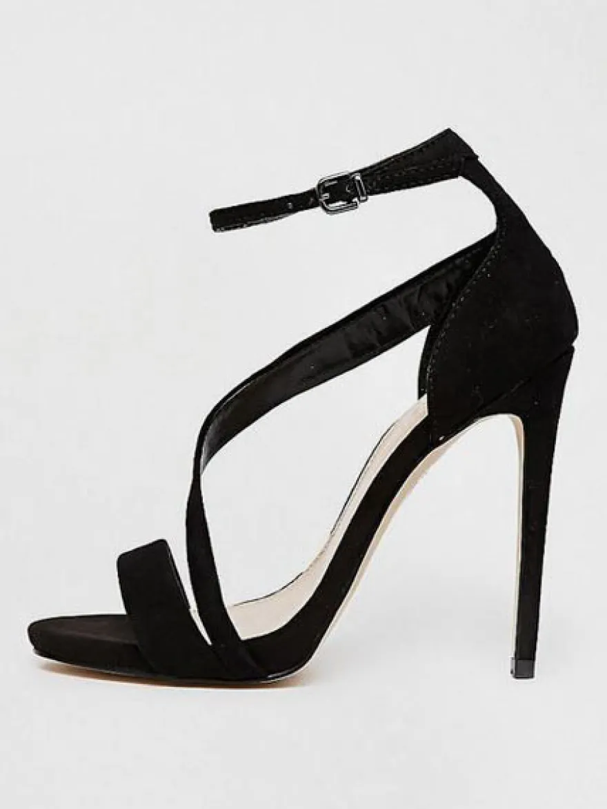 Sandales femme à talons hauts à lanière noir