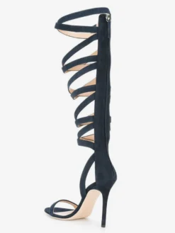 Sandales gladiateur en daim à bout ouvert et brides à talons hauts pour femmes