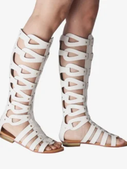 Sandales gladiateur en vogue en Synthétique unicolore Talon plat