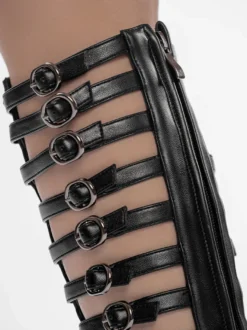 Sandales gladiateur noires à talons hauts et bout ouvert avec boucle