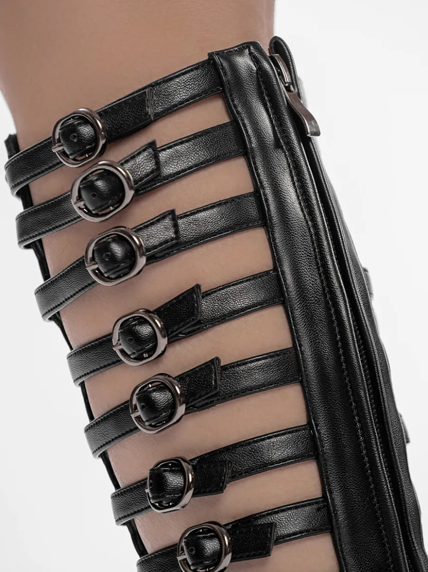 Sandales gladiateur noires à talons hauts et bout ouvert avec boucle