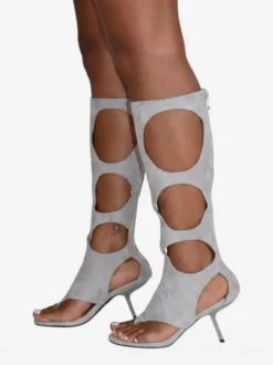 Sandales gladiateur pour femmes tongs bottines à talons hauts ajourées